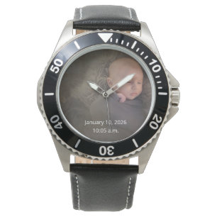 Baby's Foto Geboortedatum en -tijd Horloge