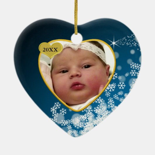 Baby's Foto Keepasjeskerstversiering Keramisch Ornament (Achterkant)