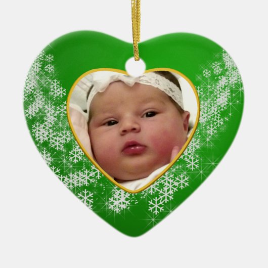 Baby's Foto Keepasjeskerstversiering Keramisch Ornament (Voorkant)