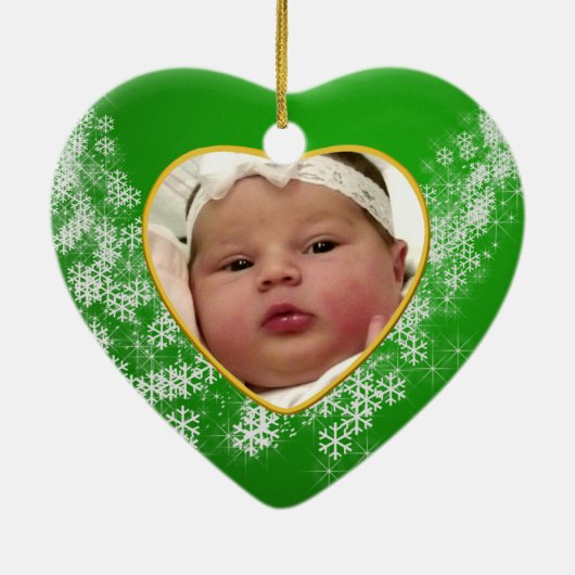Baby's Foto Keepasjeskerstversiering Keramisch Ornament (Achterkant)