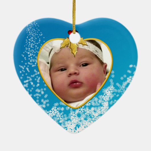 Baby's Foto Keepasjeskerstversiering Keramisch Ornament (Achterkant)