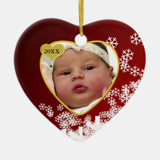Baby's Foto Keepasjeskerstversiering Keramisch Ornament (Voorkant)