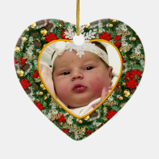 Baby's Foto Keepasjeskerstversiering Keramisch Ornament (Achterkant)