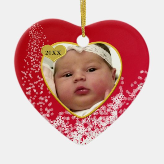 Baby's Foto Keepasjeskerstversiering Keramisch Ornament (Voorkant)