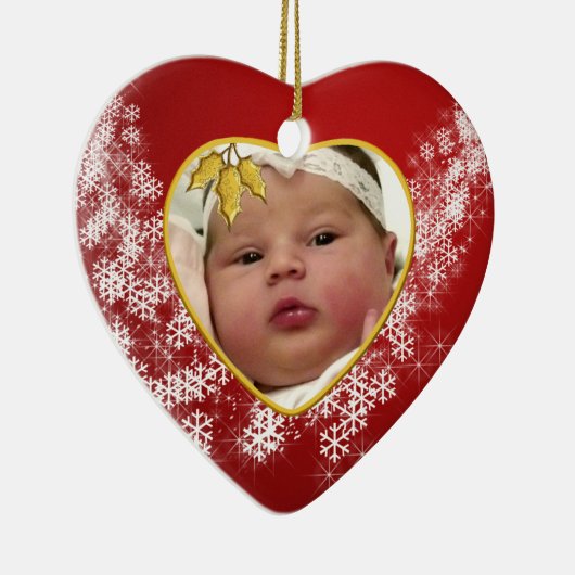 Baby's Foto Keepasjeskerstversiering Keramisch Ornament (Rechts)