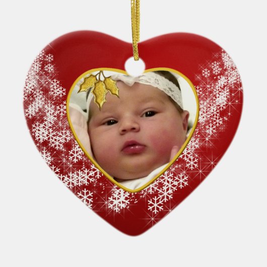 Baby's Foto Keepasjeskerstversiering Keramisch Ornament (Voorkant)
