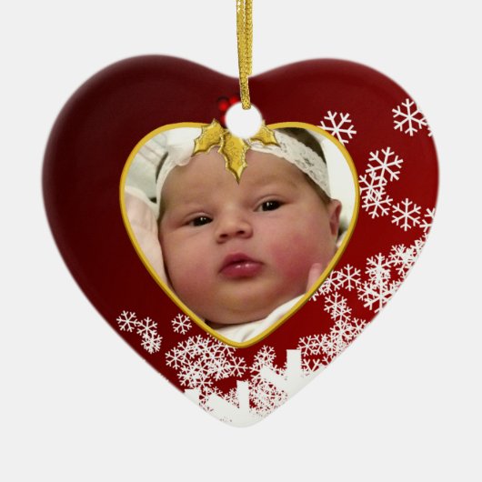 Baby's Foto Keepasjeskerstversiering Keramisch Ornament (Voorkant)
