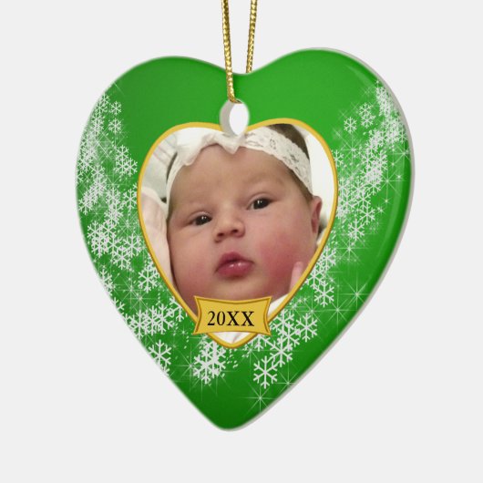 Baby's Foto Keepasjeskerstversiering Keramisch Ornament (Links)