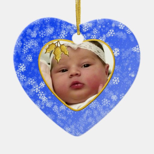 Baby's Foto Keepasjeskerstversiering Keramisch Ornament (Voorkant)