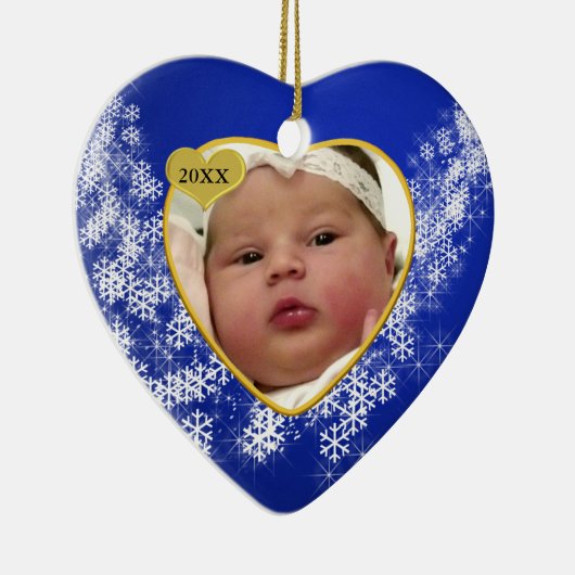 Baby's Foto Keepasjeskerstversiering Keramisch Ornament (Rechts)