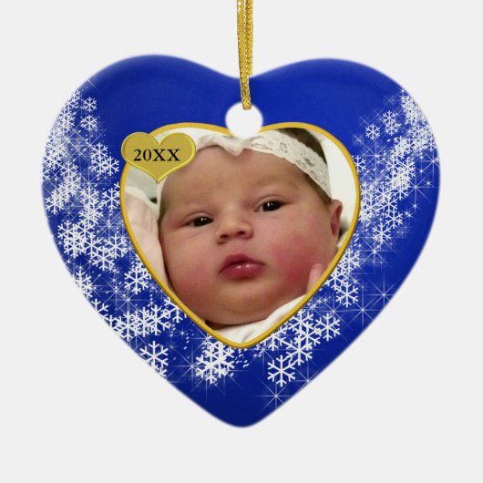 Baby's Foto Keepasjeskerstversiering Keramisch Ornament (Voorkant)