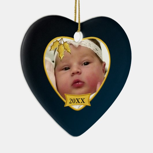 Baby's Foto Keepasjeskerstversiering Keramisch Ornament (Rechts)