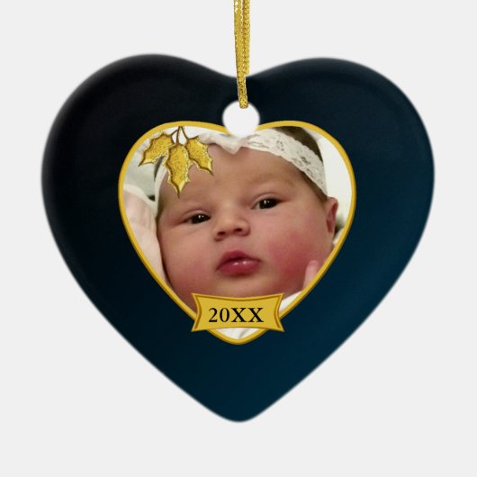 Baby's Foto Keepasjeskerstversiering Keramisch Ornament (Voorkant)