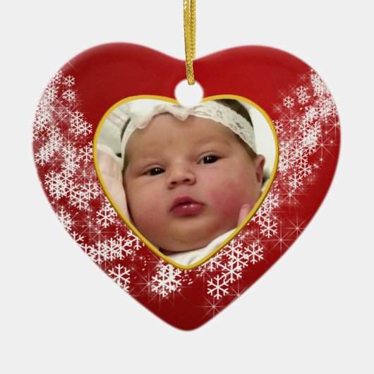 Baby's Foto Keepasjeskerstversiering Keramisch Ornament (Voorkant)