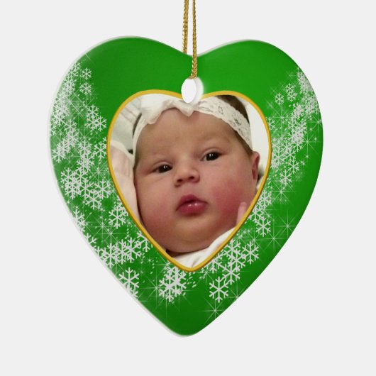 Baby's Foto Keepasjeskerstversiering Keramisch Ornament (Rechts)