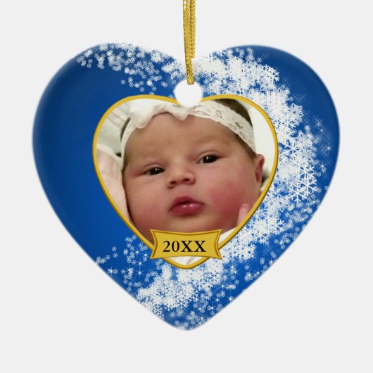 Baby's Foto Keepasjeskerstversiering Keramisch Ornament (Voorkant)