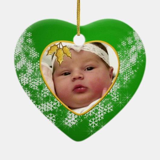 Baby's Foto Keepasjeskerstversiering Keramisch Ornament (Achterkant)