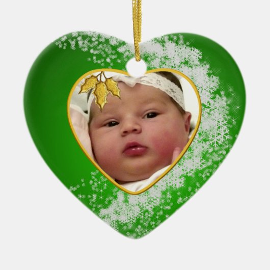 Baby's Foto Keepasjeskerstversiering Keramisch Ornament (Voorkant)