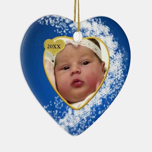 Baby's Foto Keepasjeskerstversiering Keramisch Ornament (Rechts)