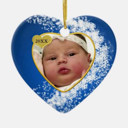 Baby's Foto Keepasjeskerstversiering Keramisch Ornament (Voorkant)