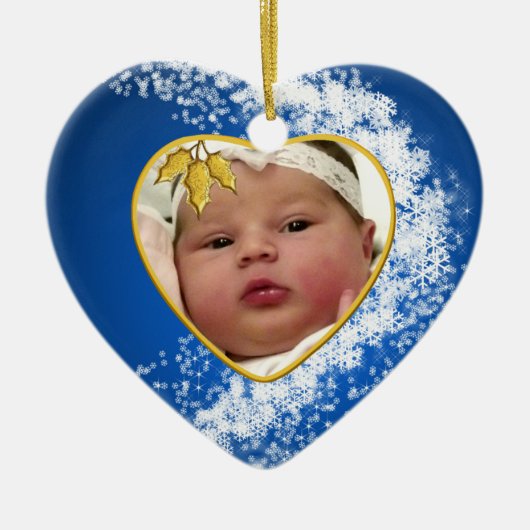 Baby's Foto Keepasjeskerstversiering Keramisch Ornament (Voorkant)