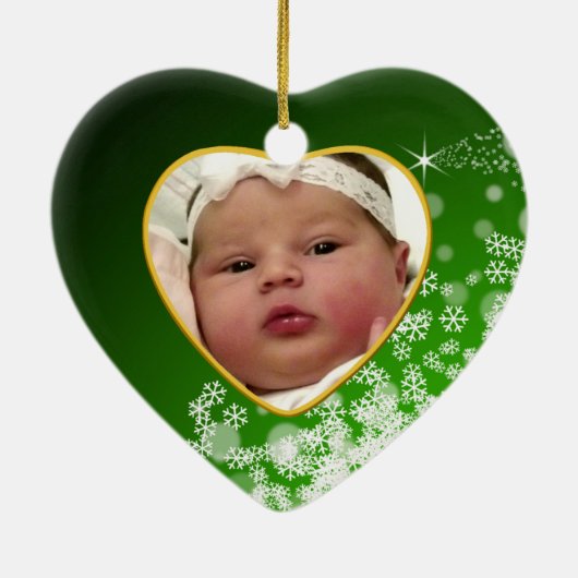 Baby's Foto Keepasjeskerstversiering Keramisch Ornament (Achterkant)