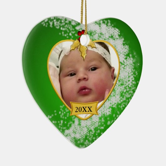 Baby's Foto Keepasjeskerstversiering Keramisch Ornament (Rechts)
