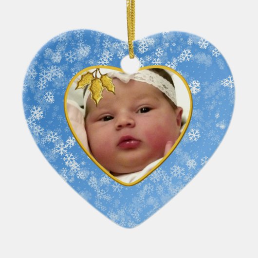 Baby's Foto Keepasjeskerstversiering Keramisch Ornament (Voorkant)