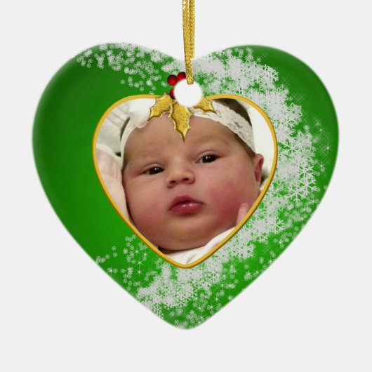 Baby's Foto Keepasjeskerstversiering Keramisch Ornament (Voorkant)
