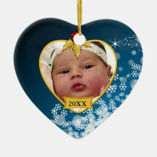 Baby's Foto Keepasjeskerstversiering Keramisch Ornament (Voorkant)