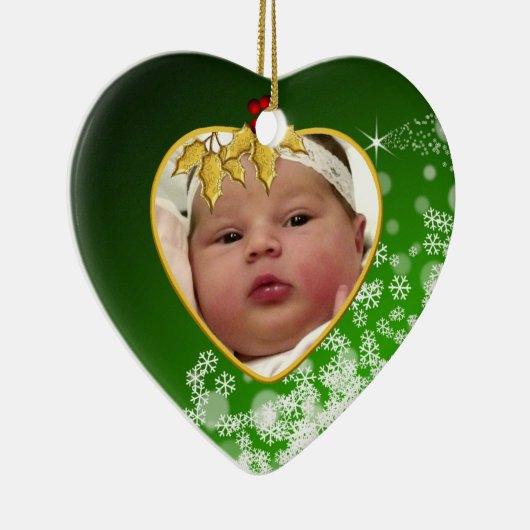 Baby's Foto Keepasjeskerstversiering Keramisch Ornament (Rechts)