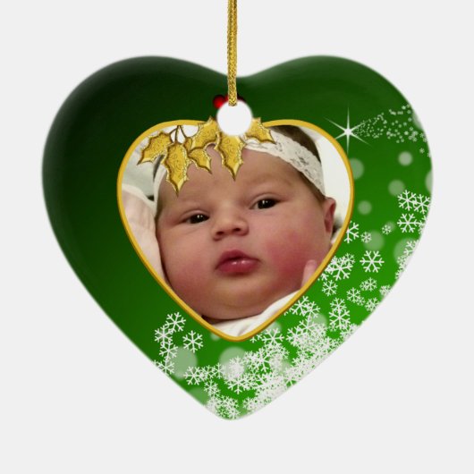 Baby's Foto Keepasjeskerstversiering Keramisch Ornament (Achterkant)