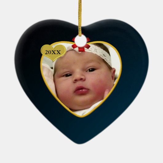 Baby's Foto Keepasjeskerstversiering Keramisch Ornament (Achterkant)