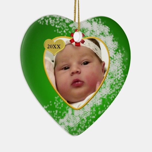 Baby's Foto Keepasjeskerstversiering Keramisch Ornament (Rechts)