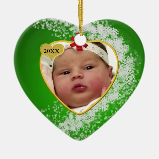 Baby's Foto Keepasjeskerstversiering Keramisch Ornament (Voorkant)