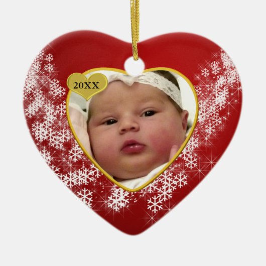 Baby's Foto Keepasjeskerstversiering Keramisch Ornament (Voorkant)