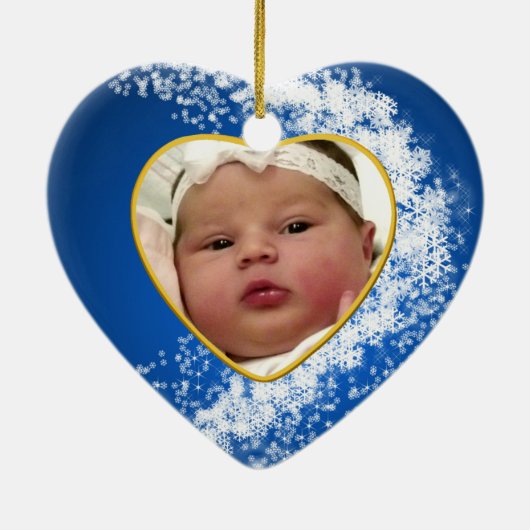 Baby's Foto Keepasjeskerstversiering Keramisch Ornament (Achterkant)