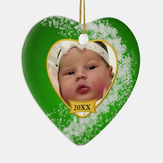 Baby's Foto Keepasjeskerstversiering Keramisch Ornament (Rechts)