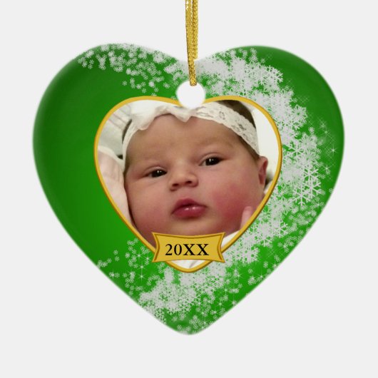 Baby's Foto Keepasjeskerstversiering Keramisch Ornament (Voorkant)