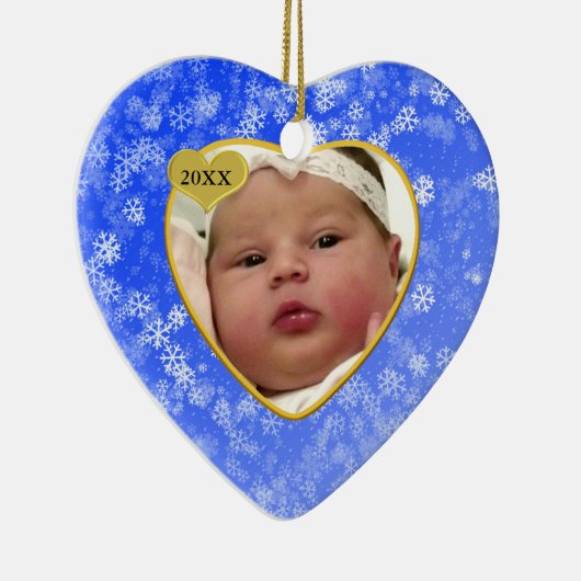 Baby's Foto Keepasjeskerstversiering Keramisch Ornament (Rechts)
