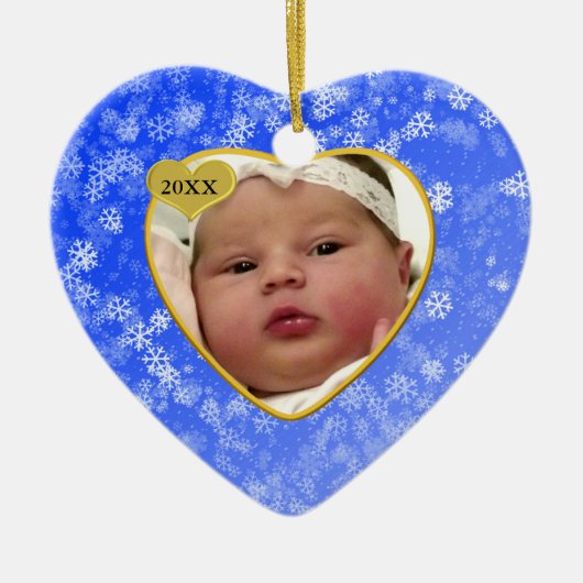 Baby's Foto Keepasjeskerstversiering Keramisch Ornament (Voorkant)