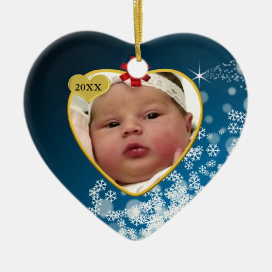 Baby's Foto Keepasjeskerstversiering Keramisch Ornament (Voorkant)
