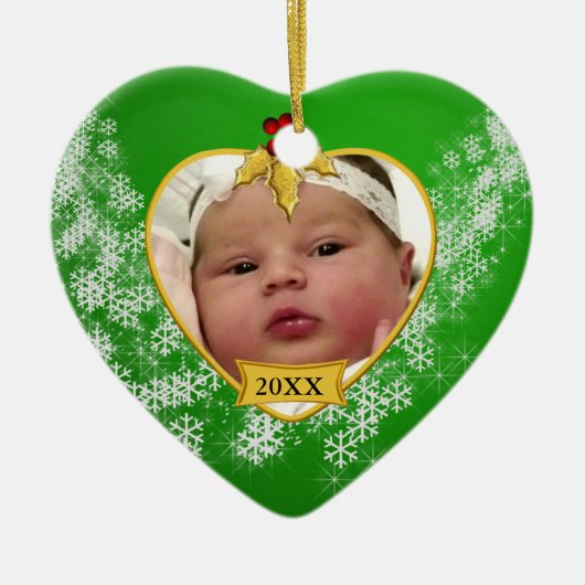 Baby's Foto Keepasjeskerstversiering Keramisch Ornament (Voorkant)