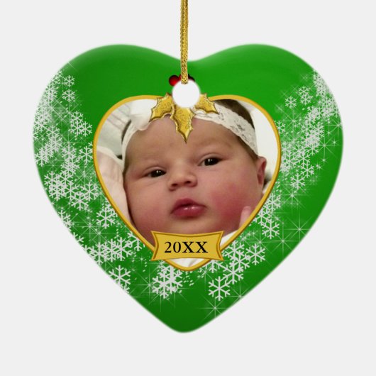 Baby's Foto Keepasjeskerstversiering Keramisch Ornament (Achterkant)