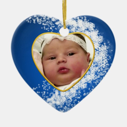 Baby's Foto Keepasjeskerstversiering Keramisch Ornament (Voorkant)