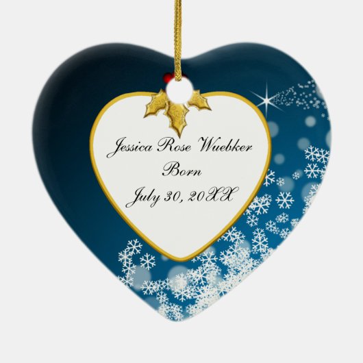 Baby's Foto Keepasjeskerstversiering Keramisch Ornament (Achterkant)