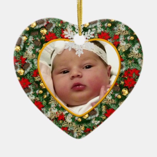 Baby's Foto Keepasjeskerstversiering Keramisch Ornament (Voorkant)