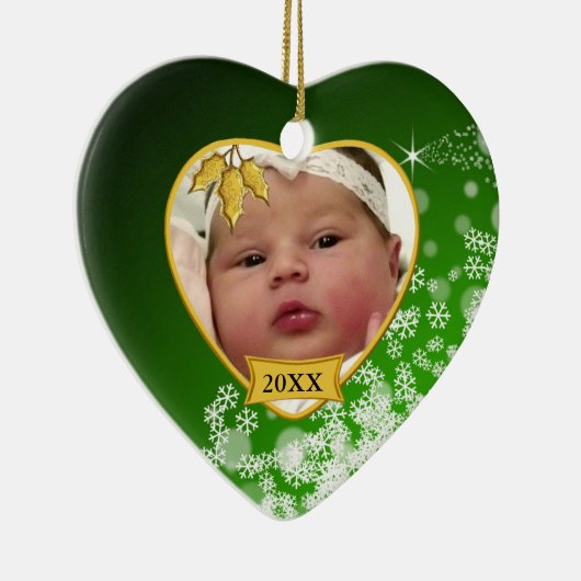 Baby's Foto Keepasjeskerstversiering Keramisch Ornament (Rechts)