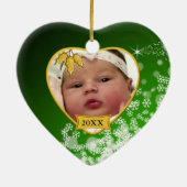 Baby's Foto Keepasjeskerstversiering Keramisch Ornament (Achterkant)