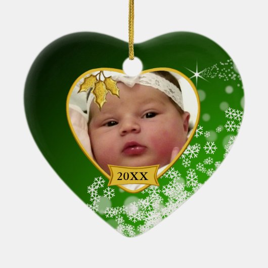 Baby's Foto Keepasjeskerstversiering Keramisch Ornament (Achterkant)